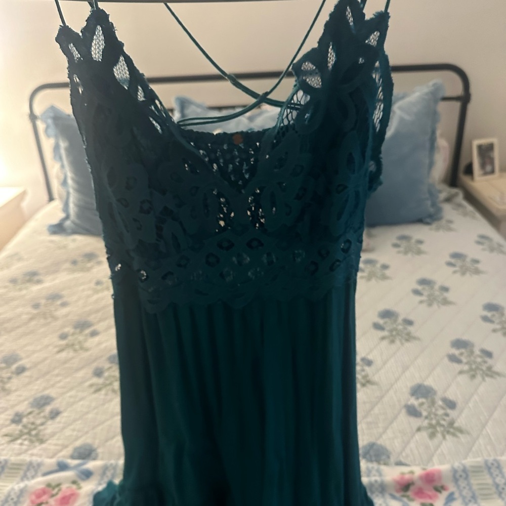 Free People Teal Lace Dress